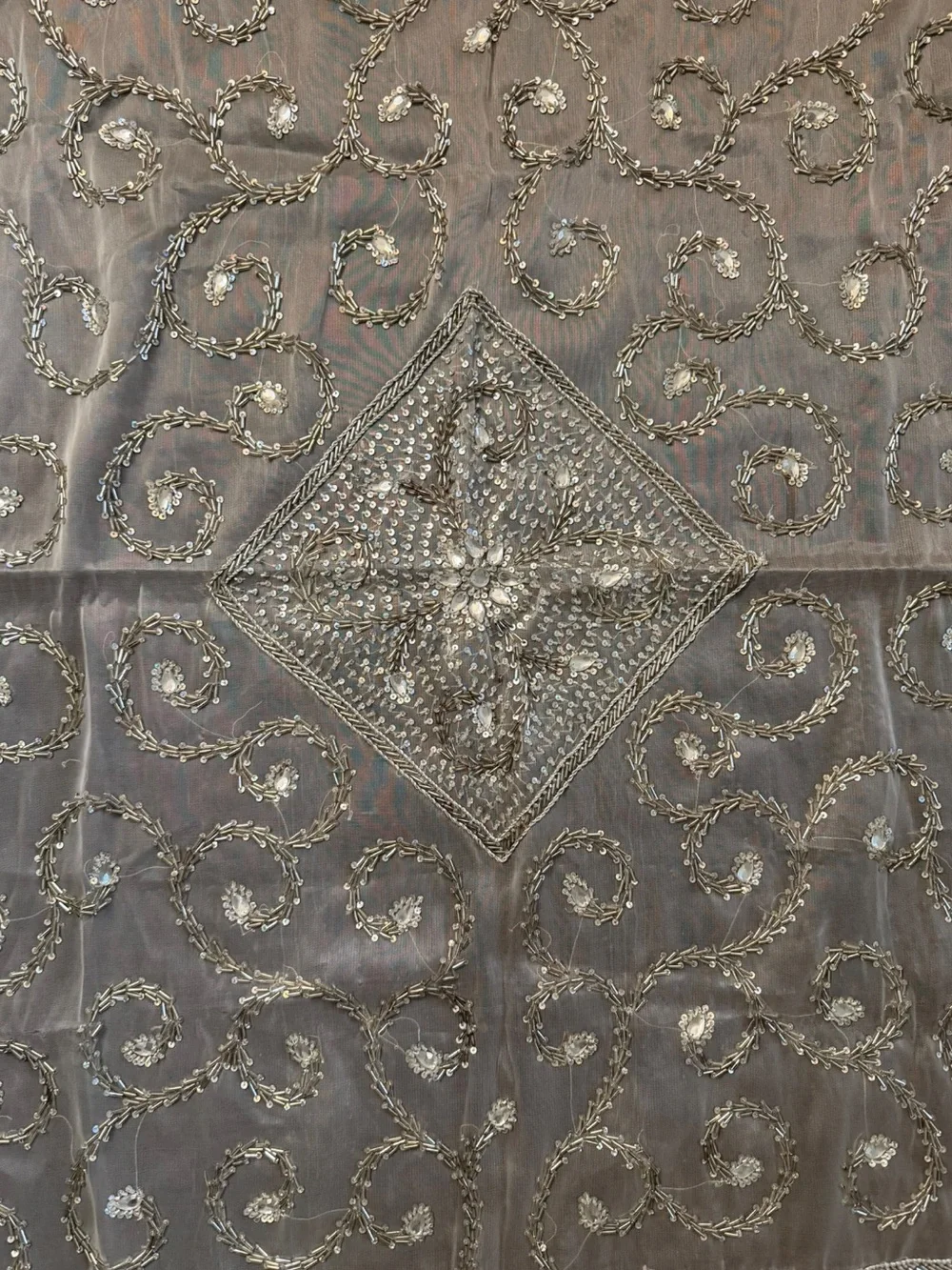 Nakashi White Embroidered Sheer Table Top